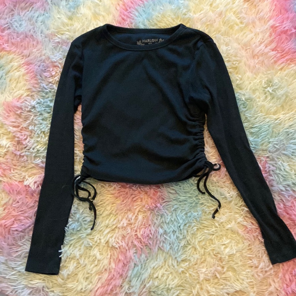 Harlow Dark Green Long Sleeve Crop Top